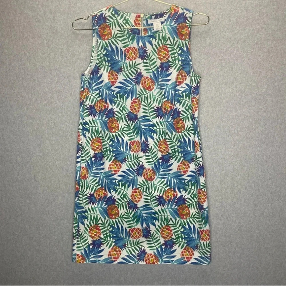 Tabitha Webb Pineapple Hawaiian Stretch Cotton Blend Sleeveless Dress - Picture 1 of 6